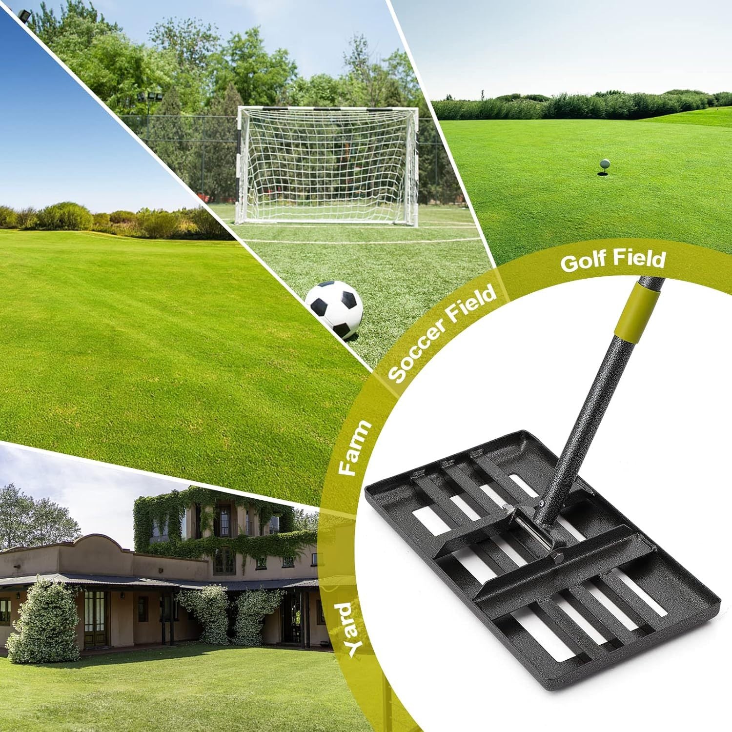 YEYEBEST Lawn Leveling Rake, 17X10 Heavy Duty Lawn Leveler Tool for Lawns with 5\u002F6FT Ergonomic Handle, Yard Garden Golf Course