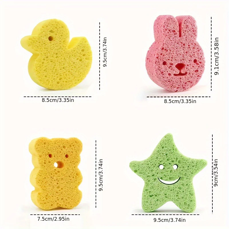 4-Pack Cute Cartoon Bath Balls - Gentle Exfoliating Shower Scrub for Face and Body